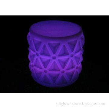 Portable LED Pub Bar Stools Drum Shape Light Up Seat Outdoo